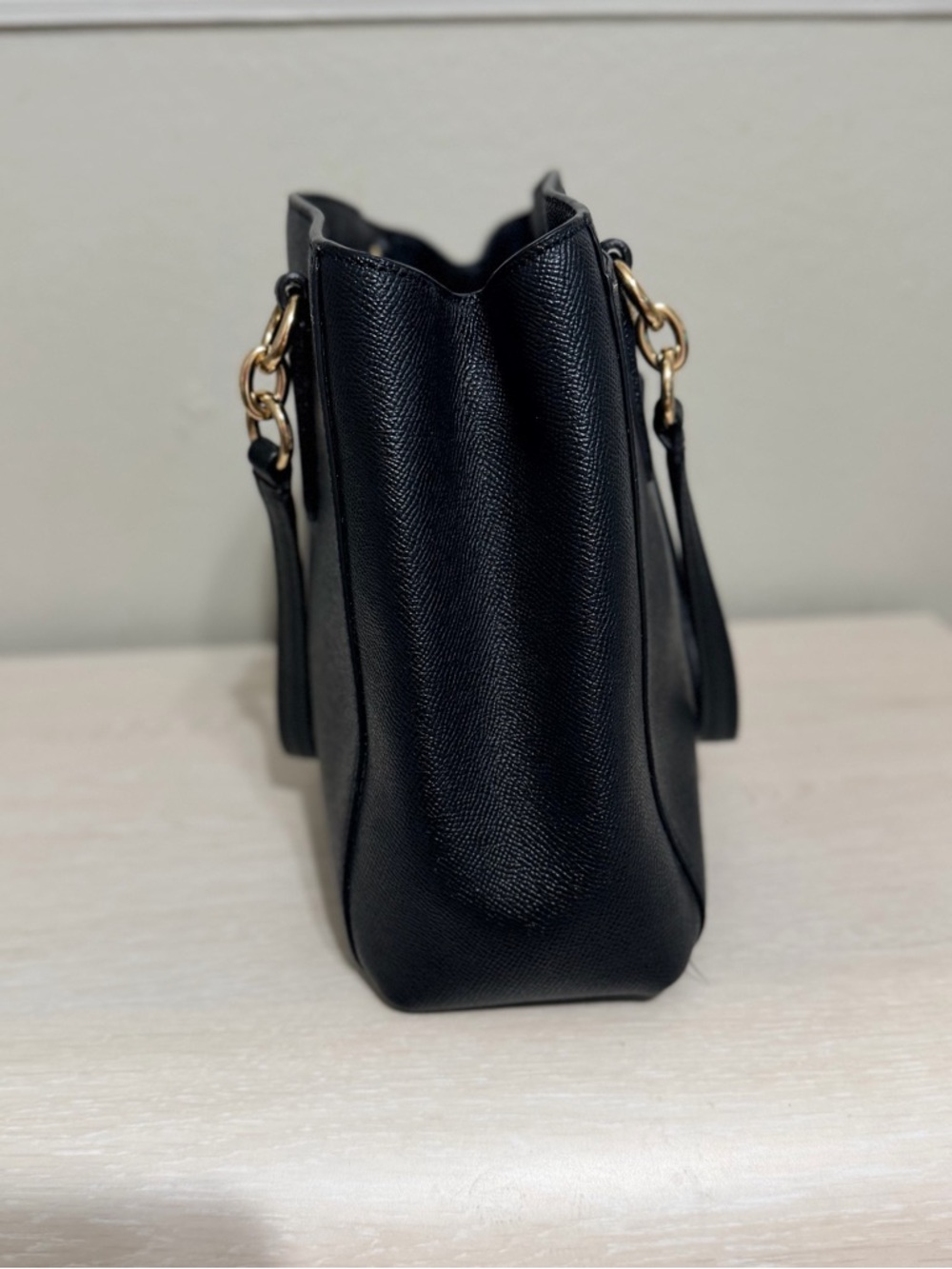 Coach Black Leather Satchel with Gold-Tone Accents - Picture 5 of 7